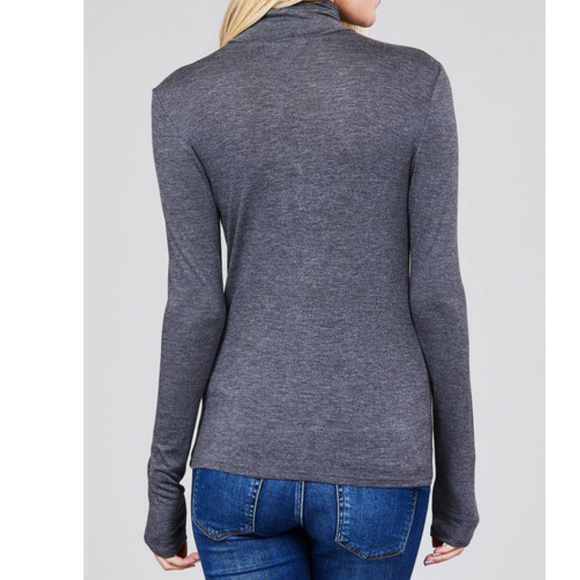NWT-SOFT! Rayon Jersey Turtleneck, Charcoal Grey - Picture 3 of 3